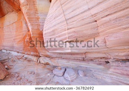 Abstract landscape of textured and eroded cliff wall, Valley of Fire State Park, Nevada, USA