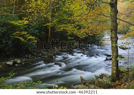 Autumn landscape Little River, Great Smoky Mountains National Park, Tennessee, USA