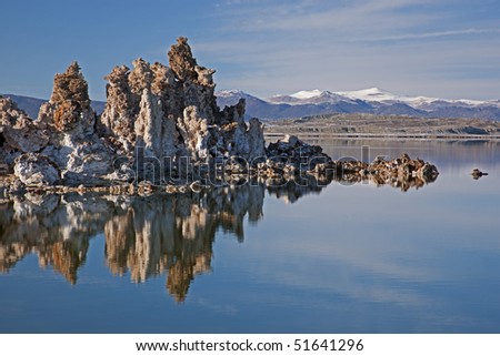Landscape of Mono Lake with tufa and Eastern Sierra Nevada Mountains, California, USA