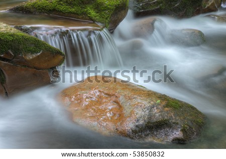 Summer landscape of a cascade on Big Creek, Great Smoky Mountains National Park, Tennessee, USA