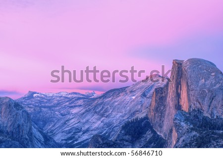 Half Dome at twilight from Glacier Point, Yosemite National Park, California, USA