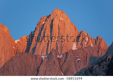 Mt. Whitney, at sunrise, Eastern Sierra Nevada Mountains, California, USA