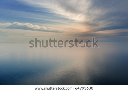 Landscape of Lake Michigan and clouds, Sleeping Bear Dunes National Lakeshore, Michigan, USA