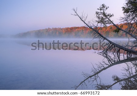 Autumn landscape at dawn of Pete\'s Lake, Michigan\'s Upper Peninsula, USA