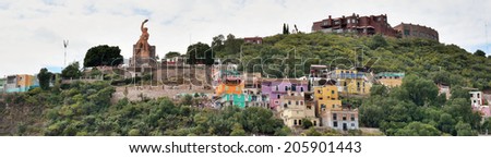 GUANAJUATO, MEXICO - NOVEMBER 2, 2013: Hill of Pipila, statue of the Mexican independence war hero \