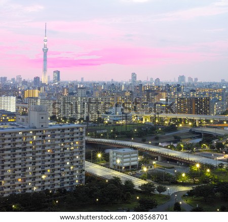 KOMATSUGAWA, TOKYO - JUNE 23, 2014: Large housing complex in Edogawa Ward,  eastern area of Tokyo.
