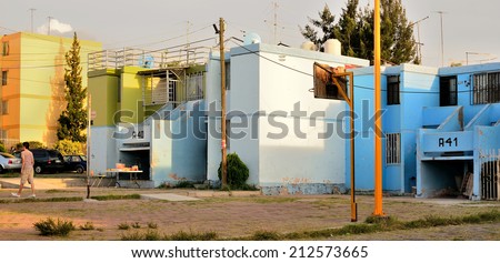 AGUASCALIENTES, MEXICO - OCTOBER 19, 2013:  Apartment houses in the dowontown  area of Aguascalientes city, North central Mexico.