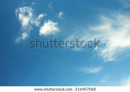 Blue sky with flowing fluffy clouds (Photographed in Tokyo, Japan)