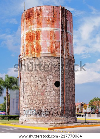 AGUASCALIENTES, MEXICO - OCTOBER 19, 2013: Water tower in downtown Aguascalientes, Mexico.