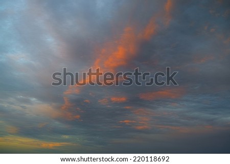 Cloudy sunset, background for loneliness, solitary or feeling of loss.