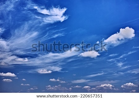 Blue sky and white flowing clouds background for the concept of sleep, dream and illusion