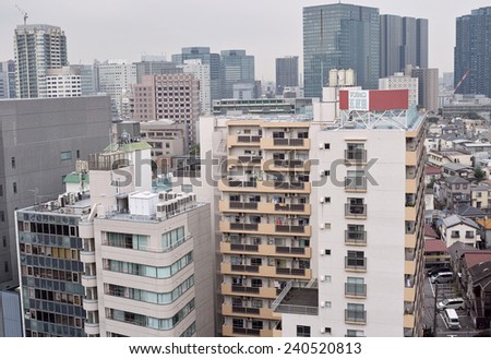 GOTANDA, TOKYO - AUGUST 23, 2014: Gotanda is one of the subcentral area in the metropolitan Tokyo. Characteristic is its mixture of districts; business center, residential area and night club streets.