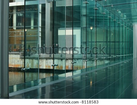 Exterior glass wall inside a modern building