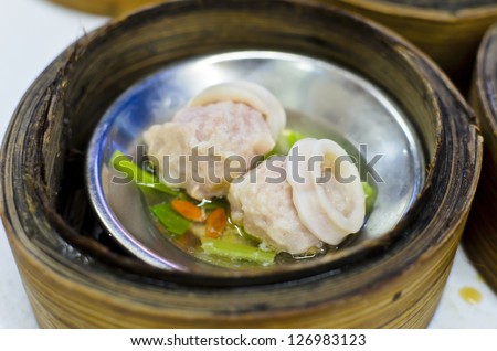 squid Dimsum chinese food on restaurant