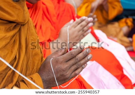 Buddhist monk, Buddhist monk give a sermon to people.