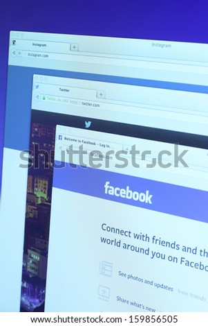 Johor Malaysia Sep 6 2013 Photo of Facebook Twitter and Instagram homepage on a monitor screen There are famous social networking sites on the web Sep 6 2013 in Johor Malaysia Johor Malaysia Sep 6 2013 Photo of Facebook Twitter and Instagram homepage on a monitor screen There are famous social networking sites on the web Sep 6 2013 in Johor Malaysia