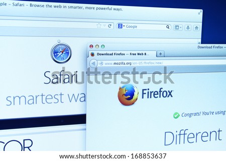 Johor Malaysia Dec 11 2013 Photo of Mozilla Firefox and Safari webpage on a monitor screen Mozilla Firefox and Safari are the famous web browser in the world Dec 11 2013 in Johor Malaysia Johor Malaysia Dec 11 2013 Photo of Mozilla Firefox and Safari webpage on a monitor screen Mozilla Firefox and Safari are the famous web browser in the world Dec 11 2013 in Johor Malaysia