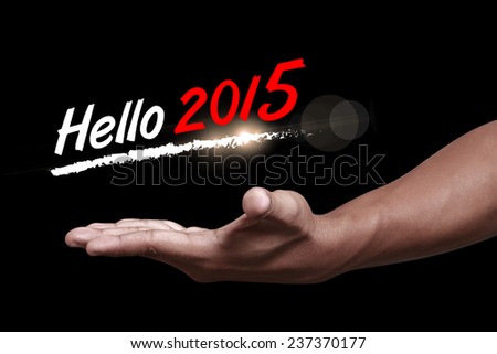 Hello 2015 with hand concept design