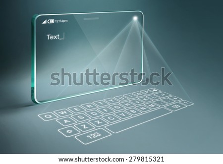 Transparent tablet with digital virtual keyboard. A projection keyboard is a form of computer input device whereby the image of a virtual keyboard is projected onto a surface.