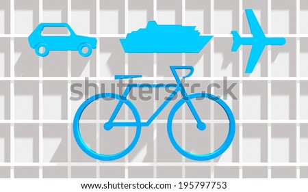 various type of the vehicles icons on the grid - choosing bike