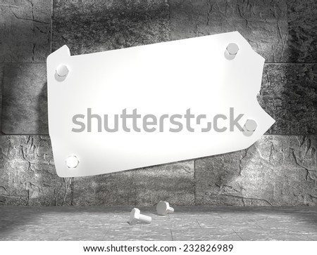 concrete blocks empty room with clear outline pennsylvania state map attached to wall by bolts