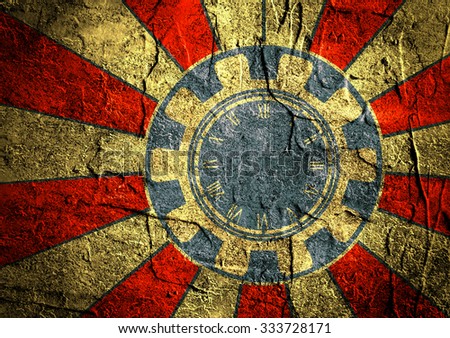 abstract sun burst vintage banner with clock circle in gear