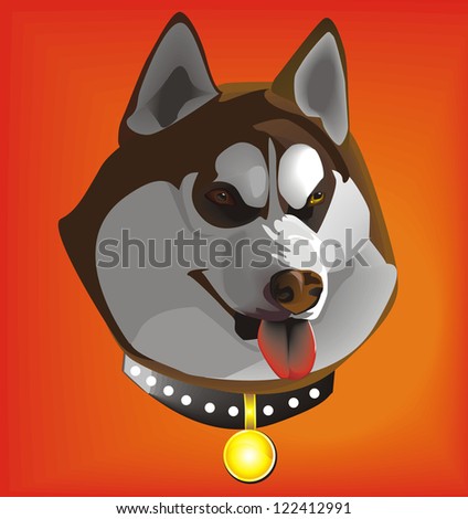 the head of a dog for inserts in a medal