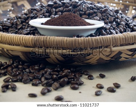 Freshly ground dark roasted coffee