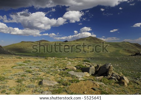 Alpine landscape at the cloud level in White Mountains in Eastern California