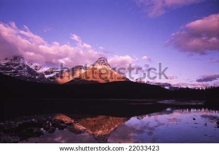 Sunrise at Waterfowl Lake in Banff National Park, Canada