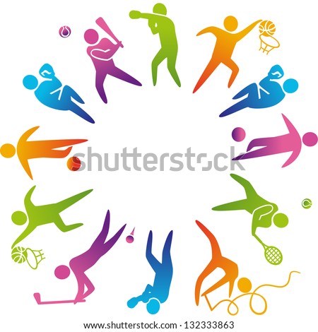 World of sports. Vector illustration of sports icons: basketball; soccer; tennis; boxing; wrestling; golf; baseball; gymnastics;