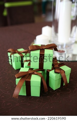 wedding green box with a gift