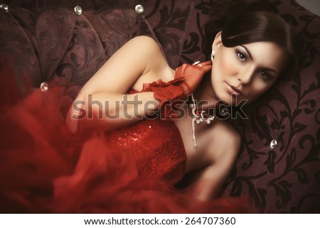 portrait of a beautiful girl in a wedding dress interior