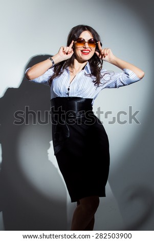 Sexy secretary blouse in studio