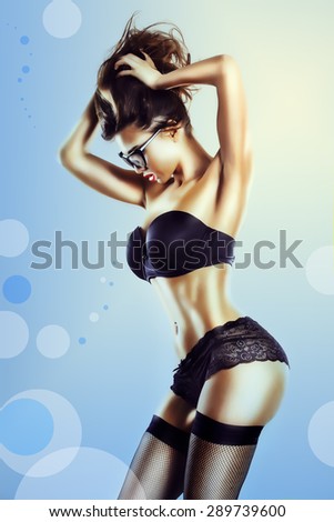 contrast photo of the girl in underwear studio
