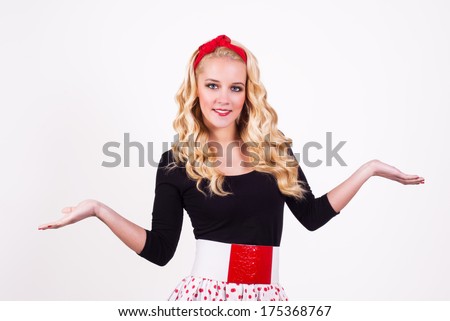 Isolated retro girl with bow in her hair