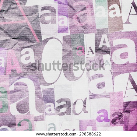 Designed background. Creased collage made of newspaper and magazine clippings