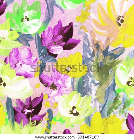Abstract watercolor hand painted flowers. Floral background