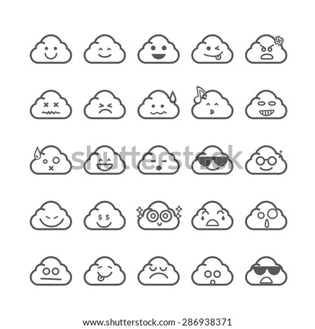 Collection of difference emoticon icon of cloud icon on the white background vector illustration Collection of difference emoticon icon of cloud icon on the white background vector illustration