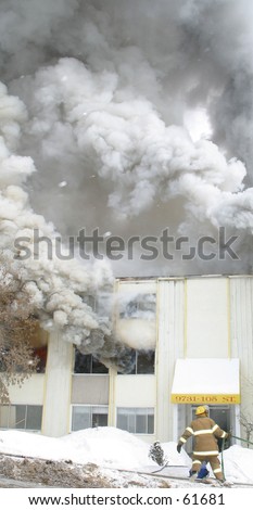 fireman and billowing smoke