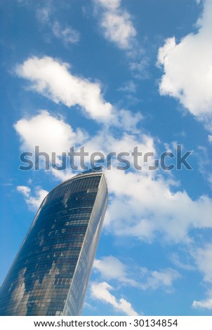 Business center sky scraper looks at the sky