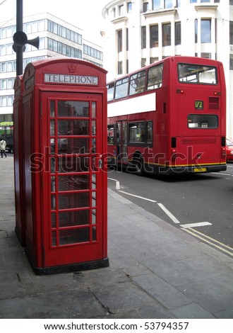 British red phone booth and Red Bus