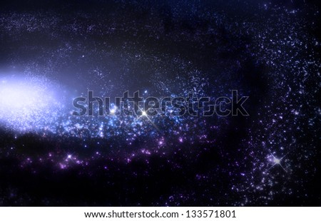 Bright center of the galaxy with spiral arms