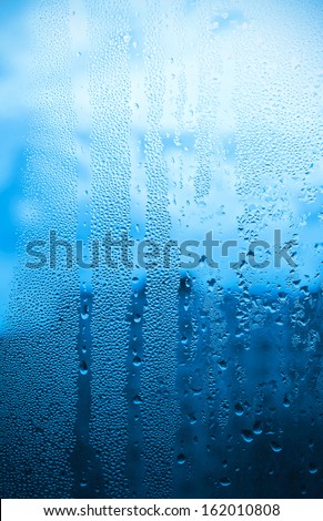 Texture Of Natural Water Drops On Glass