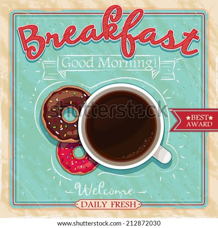 Vintage poster design coffee cakes vector Vintage poster design coffee cakes vector