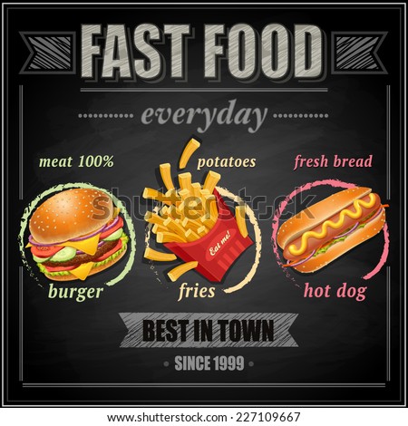 Fast food menu vector illustration Fast food menu vector illustration