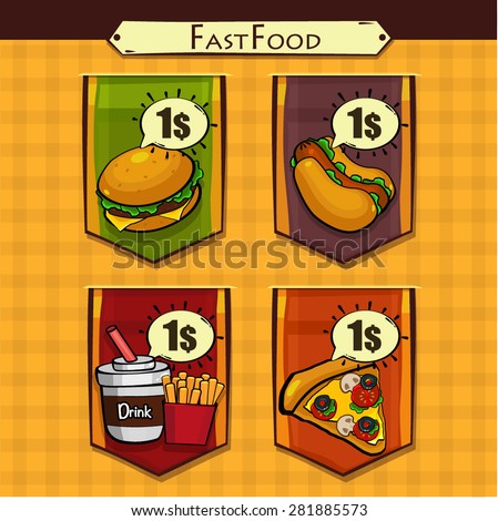 Fast food dishes icon set - vector (part 1)