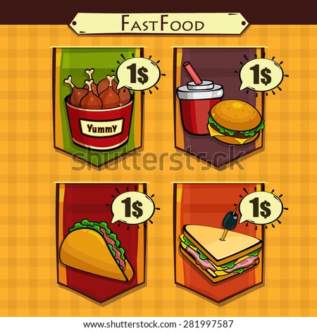 Fast food dishes icon set - vector (part 2)