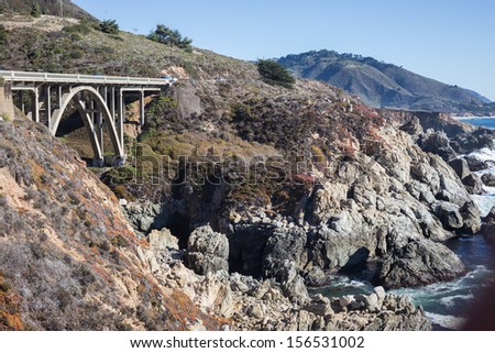 Beautiful view of Bixby Bridge on Pacific Coast Highway, California.