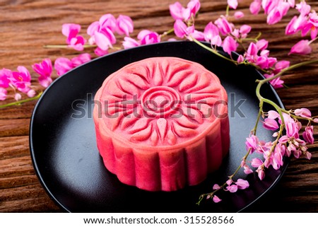 Chinese sakura moon cake -- food for Chinese mid-autumn festival